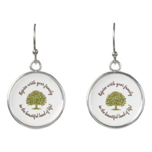Family tree jewelry mother day gift, family quote earrings