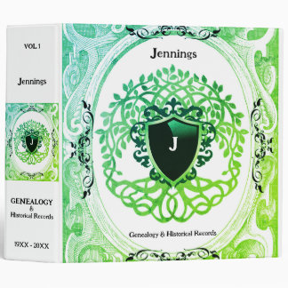 Family Tree Life Ancestry Name Green Ombre Book 3 Ring Binder