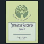 Family Tree Love Certificate of Participation Flyer<br><div class="desc">Once a year it is time to reconnect with your family at your annual family reunion event. Show your appreciation to your family member by awarding them a certificate of participation. Modern family tree with a heart to show the love that your family has for one another. Fill in with...</div>