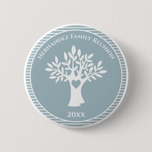 Family Tree Love Heart Family Reunion Event Button (Front)