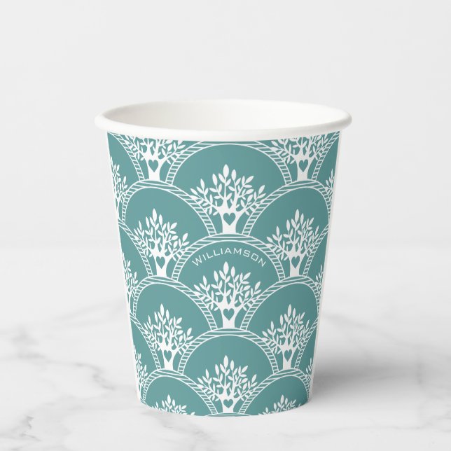 Family Tree Monogram Reunion Paper Cups (Front)