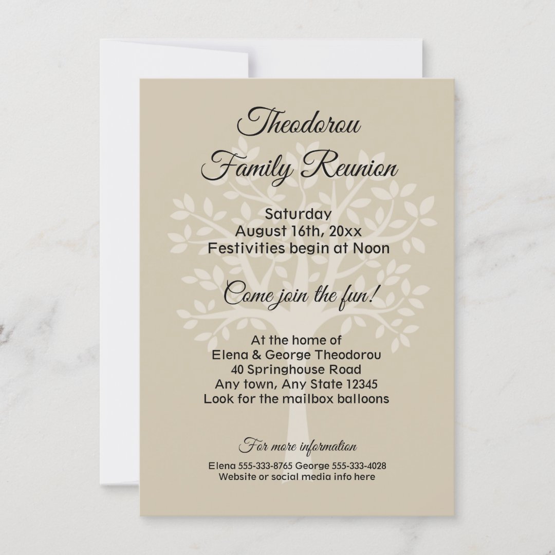 Family Tree Natural Family Reunion Invitation | Zazzle