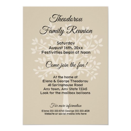 Family Tree Natural Family Reunion Invitation | Zazzle.com