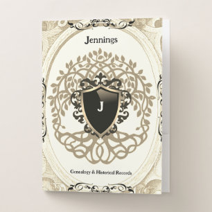 Family Tree of Life Ancestry Beige Black 5 Pack Pocket Folder