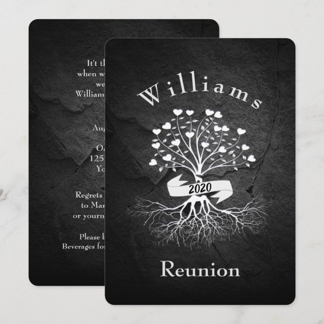 Family tree on rock reunion invitation (Front/Back)