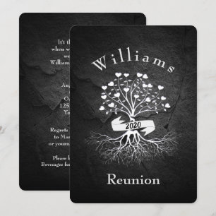 Family tree on rock reunion invitation