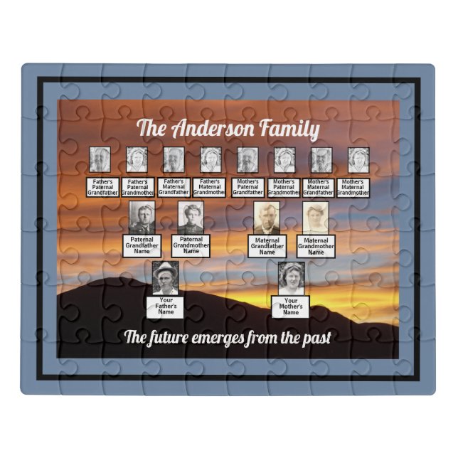 Family Tree Orange Sunset Behind Mountains Quote   Jigsaw Puzzle (Puzzle Horizontal)