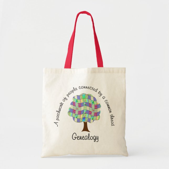 Family Tree Patchwork Quilt Genealogy Tote Bag (Front)