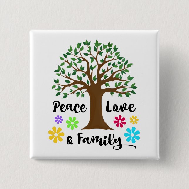 Family Tree Peace Love Family Reunion Gift Pinback Button (Front)