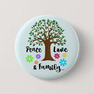 Family Tree Peace Love Family Reunion Round Gift Pinback Button