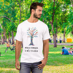 Family Tree Personalized Family Reunion T-Shirt<br><div class="desc">Commemorate your family reunion with this stylish T-Shirt. It is decorated with a colorful mosaic family tree and is easily customizable with your family name. Use the Customize Further option to change the text size, style, or color. Because we create our artwork you won't find this exact image from other...</div>