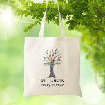 Family Tree Personalized Family Reunion Tote Bag<br><div class="desc">Commemorate your family reunion with this stylish tote bag. It is decorated with a colorful mosaic family tree and is easily customizable with your family name. Use the Customize Further option to change the text size, style, or color. Because we create our artwork you won't find this exact image from...</div>