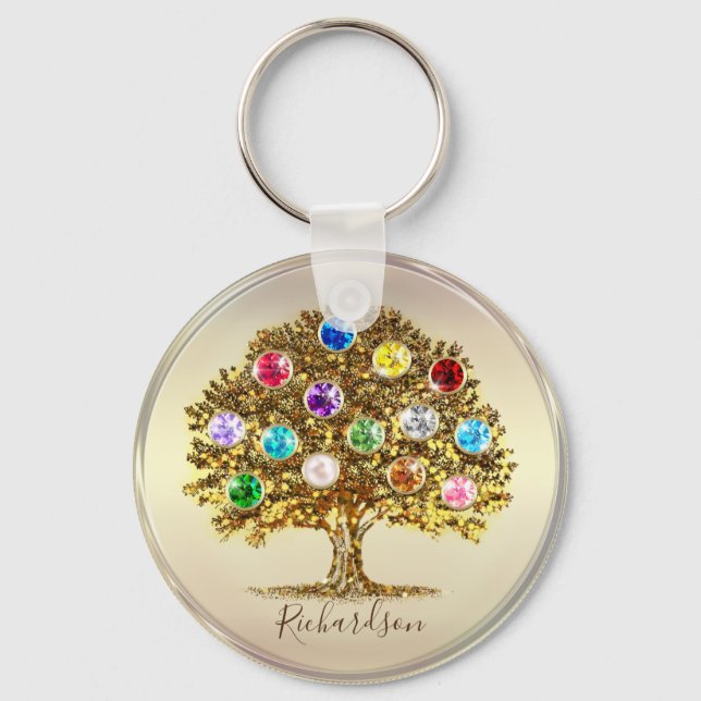 Family Tree personalized keepsake Mothers day gift Keychain (Front)