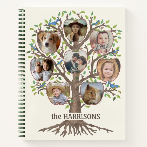Family Tree Photo Collage 16 Picture Name Lt Beige Notebook