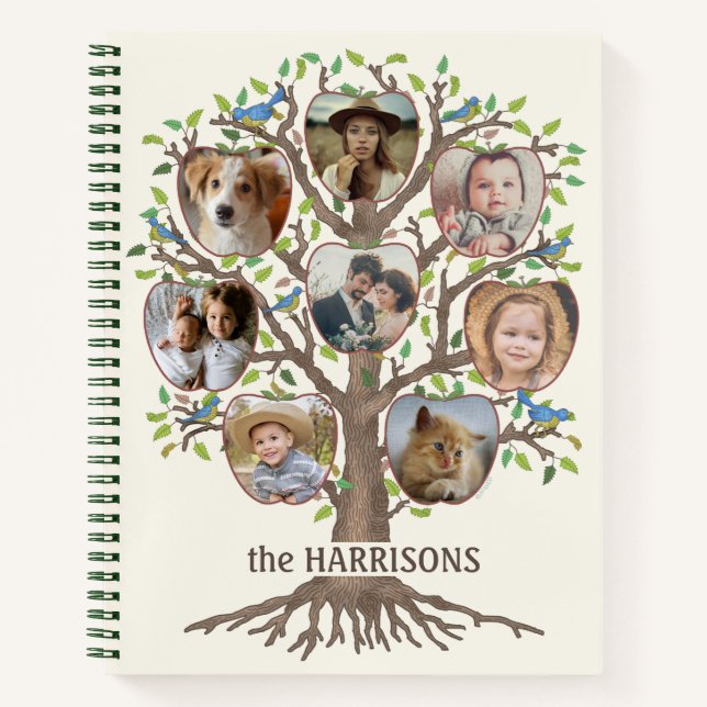 Family Tree Photo Collage 16 Picture Name Lt Beige Notebook (Front)