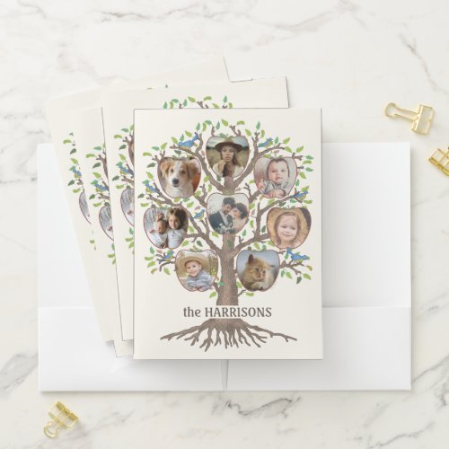 Family Tree Photo Collage 16 Picture Name Lt Beige Pocket Folder