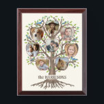 Family Tree Photo Collage 8 Pictures Name Lt Beige Award Plaque<br><div class="desc">This beautiful, personalized "family tree" wall plaque includes original tree artwork plus 8 of your family photos in the shape of apples. The hand-drawn artwork shows a tree plus its roots on a background of light, warm beige. The tree has colorful leaves and little blue birds sitting on its limbs....</div>
