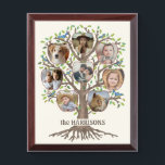 Family Tree Photo Collage 8 Pictures Name Lt Beige Award Plaque<br><div class="desc">This beautiful, personalized "family tree" wall plaque includes original tree artwork plus 8 of your family photos in the shape of apples. The hand-drawn artwork shows a tree plus its roots on a background of light, warm beige. The tree has colorful leaves and little blue birds sitting on its limbs....</div>