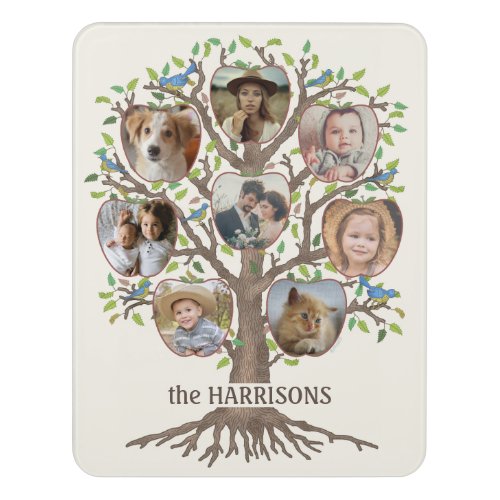 Family Tree Photo Collage 8 Pictures Name Lt Beige Door Sign