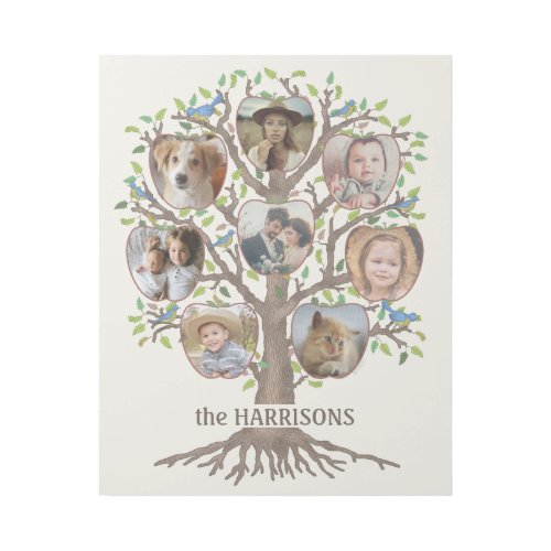 Family Tree Photo Collage 8 Pictures Name Lt Beige Gallery Wrap