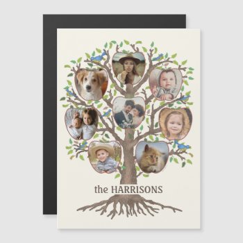 Family Tree Photo Collage 8 Pictures Name Lt Beige Magnetic Invitation by PictureCollage at Zazzle
