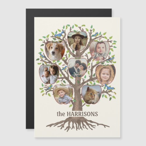 Family Tree Photo Collage 8 Pictures Name Lt Beige Magnetic Invitation