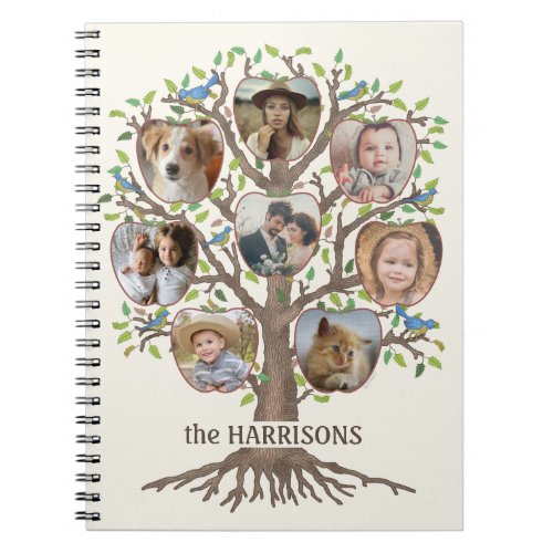 Family Tree Photo Collage 8 Pictures Name Lt Beige Notebook