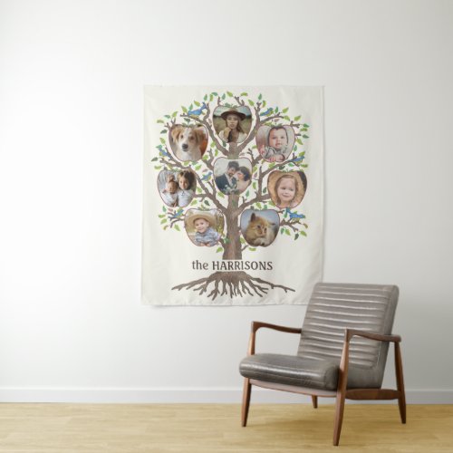 Family Tree Photo Collage 8 Pictures Name Lt Beige Tapestry