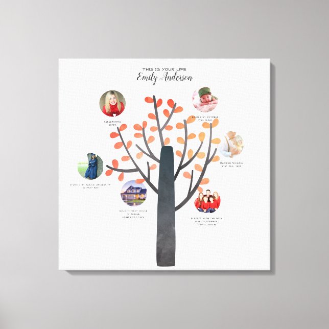 Family Tree Photo Collage Gift - ADD MILESTONES Canvas Print (Front)