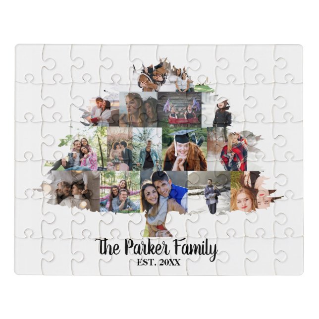 Family Tree photo collage gift idea Jigsaw Puzzle (Puzzle Horizontal)