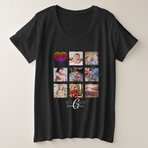 Family Tree Photo Collage Grandma Grandmother Gift Plus Size T_Shirt