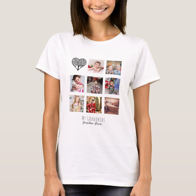 Family Tree Photo Collage Grandma Grandmother Gift T-Shirt (Front)