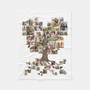 Family Tree Photo Collage Keepsake Fleece Blanket