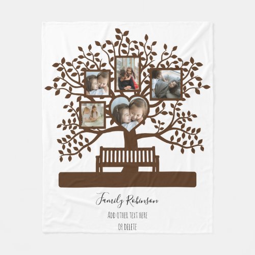 Family Tree Photo Collage Template Personalized Fleece Blanket