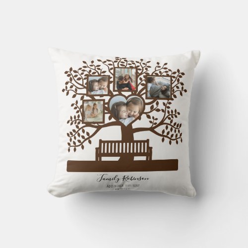 Family Tree Photo Collage Template Personalized Throw Pillow