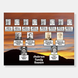 Family Tree Photos and Names Orange Sunset Foam Board