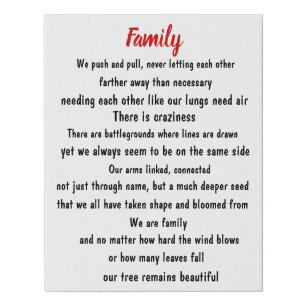 Family tree poem faux canvas print