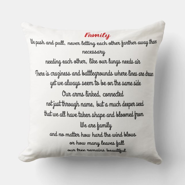 Family tree poem throw pillow (Front)