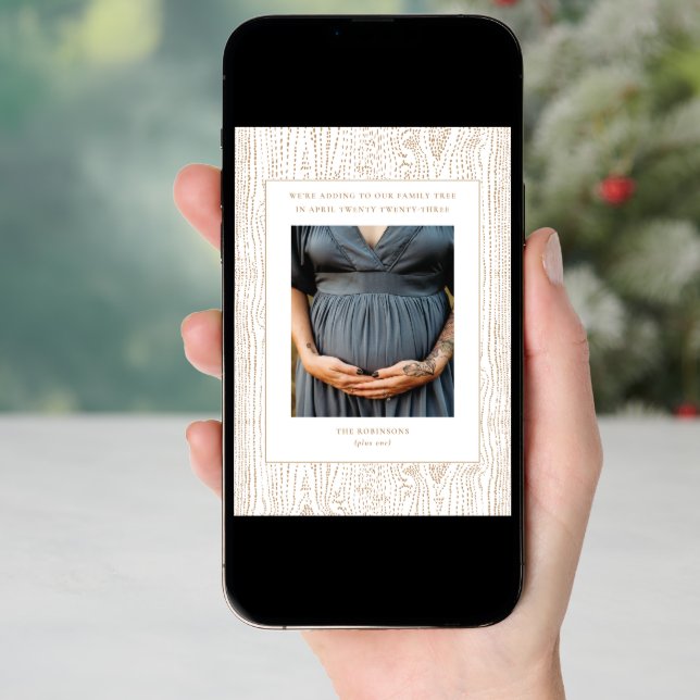Family Tree Pregnany Announcement Photo Card (Front Digital)
