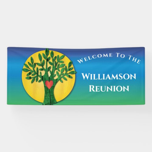 Family Tree Reunion Heart Love Banner