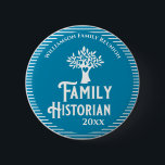 Family Tree Reunion Historian Genealogy Button<br><div class="desc">It's fun getting together with your family and reconnecting, sharing stories and learning about family genealogy. It's also fun to have an awards ceremony at your Family Reunion gathering. This family reunion award is for the first family members to arrive at your event. Add your family name and year of...</div>