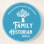 Family Tree Reunion Historian Genealogy Coaster<br><div class="desc">Family Reunion Historian award or prize for your family group member that keeps track of the family tree and other genealogy information. Unique gift to show your appreciation at a reunion or other family gathering.</div>