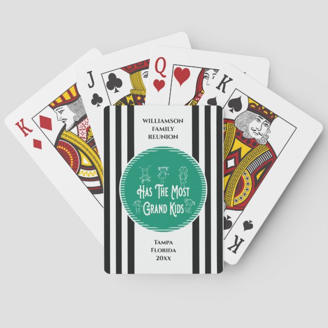 Family Tree Reunion Most Grandkids Award Poker Cards (Back)