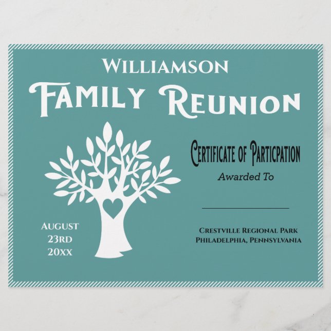 Family Tree Reunion Participation Certificate (Front)