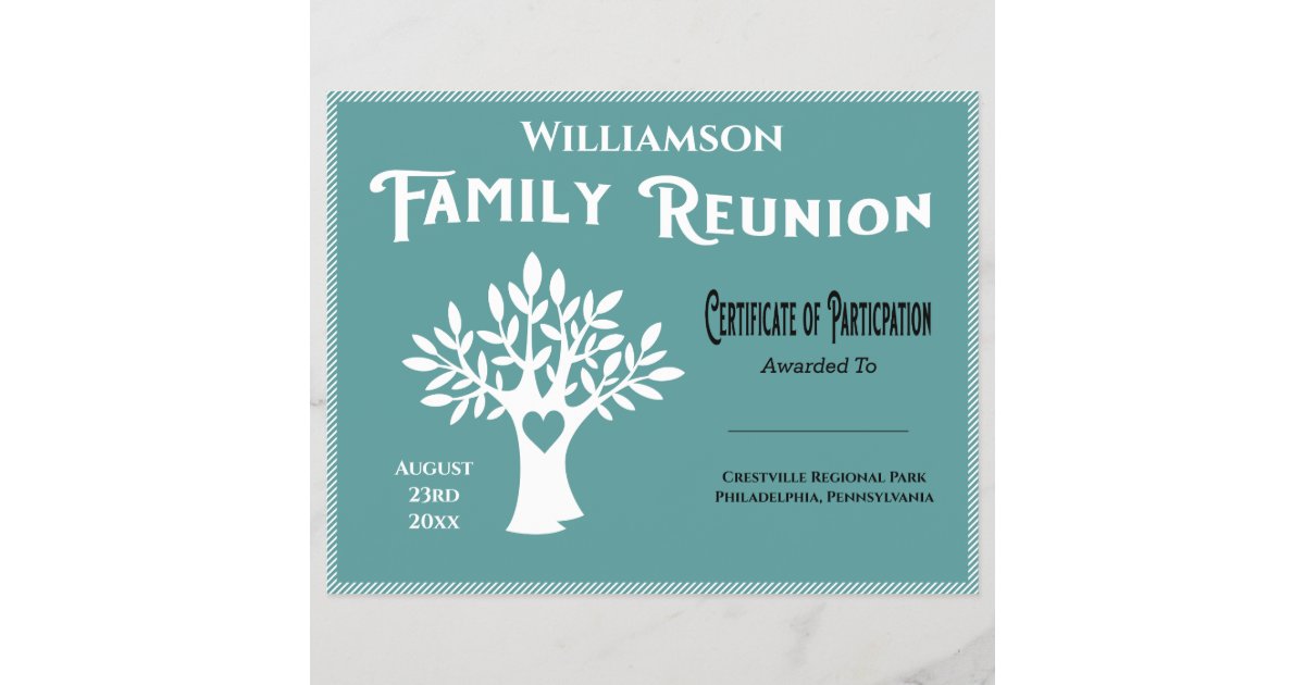 Family Tree Reunion Participation Certificate | Zazzle