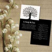 Family Tree Reunion Party Favor Black & White Card