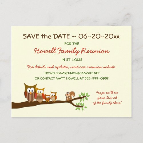 Family Tree Reunion Party Save the Date Postcards