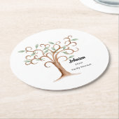 Family Tree Reunion Round Paper Coaster (Angled)