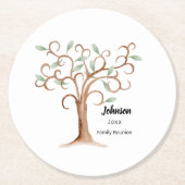 Family Tree Reunion Round Paper Coaster (Front)