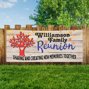 Family Tree Reunion Rustic Fun Typography Banner